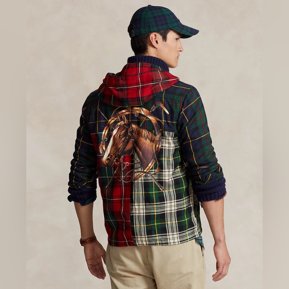 Polo Ralph Lauren Plaid Patchwork Hooded Shirt Jacket